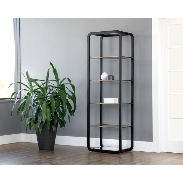 Sunpan Ambretta  Smoked Tempered Glass Shelves Bookcase