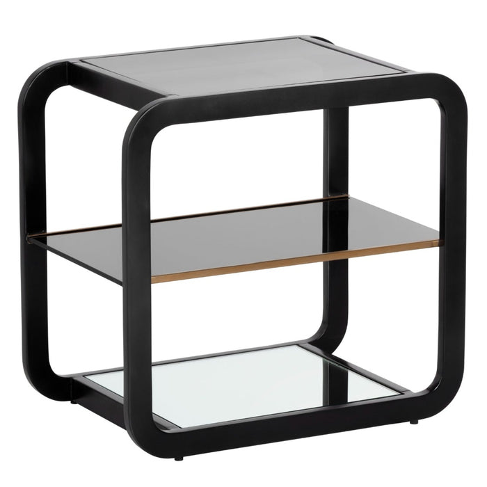 Sunpan Ambretta Handcrafted Smoked Tempered Glass Top Side Table