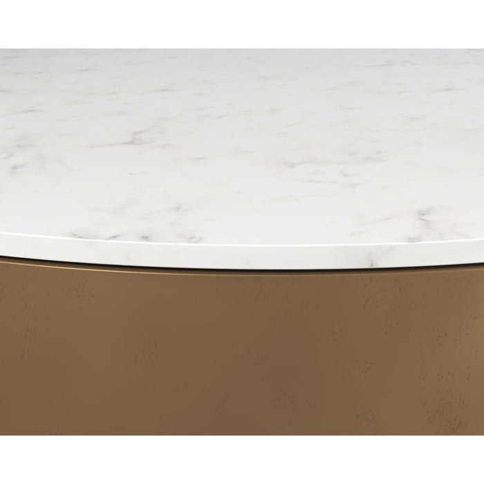 Sunpan Zelda Round White Marble Top Coffee Table