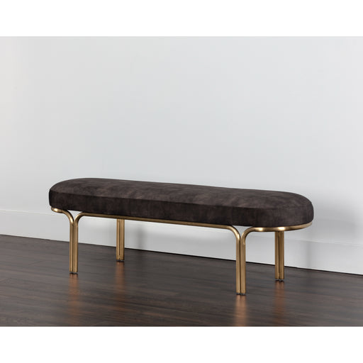 Sunpan Gwen Velvet Fabric Gold Metal Base Bench