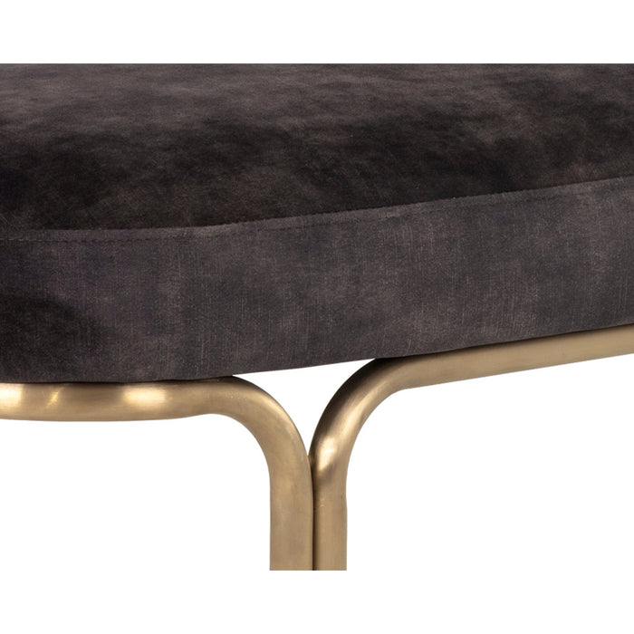 Sunpan Gwen Velvet Fabric Gold Metal Base Bench