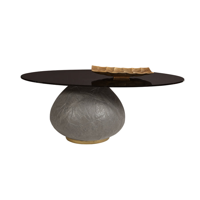 Sunpan Maeva Oval Black Tempered Glass Top Coffee Table 