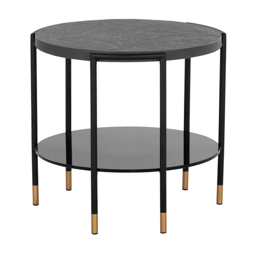 Sunpan Zuma Round Black Concrete Top Side Table 