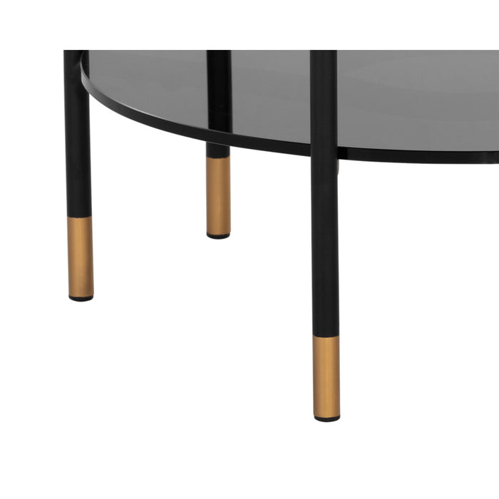 Sunpan Zuma Round Black Concrete Top Side Table 