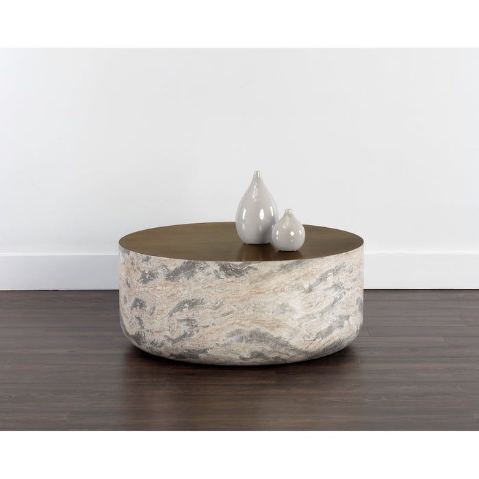 Sunpan Diaz Indoor and Outdoor Round Concrete Coffee Table