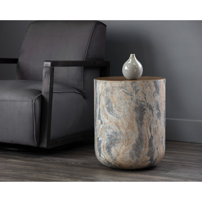 Sunpan Diaz Indoor and Outdoor Round Concrete End Table