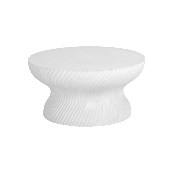 Sunpan Cara Round White Concrete Pedestal Coffee Table 