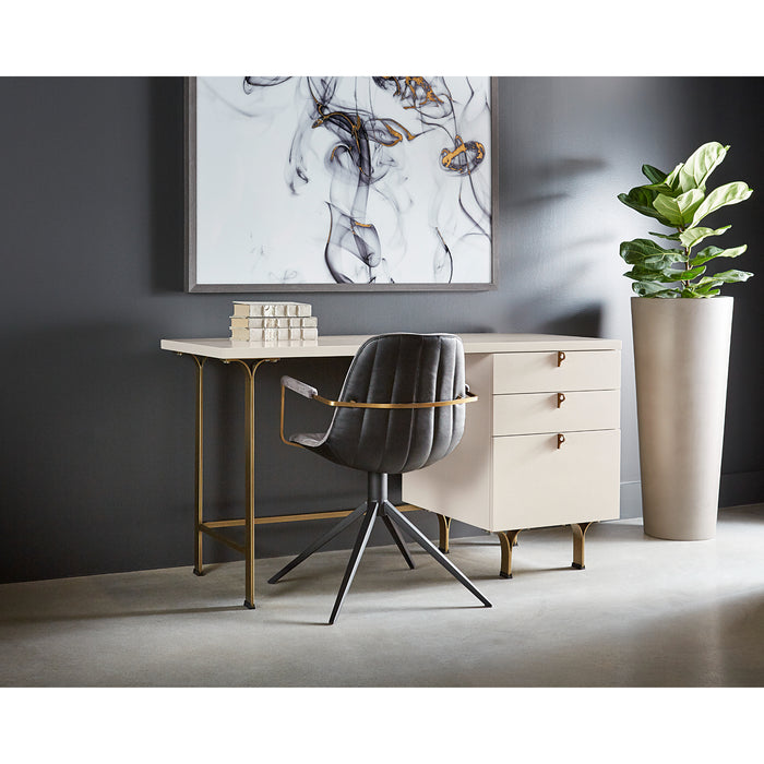 Sunpan Celine White Rubberwood Drawer Desk 