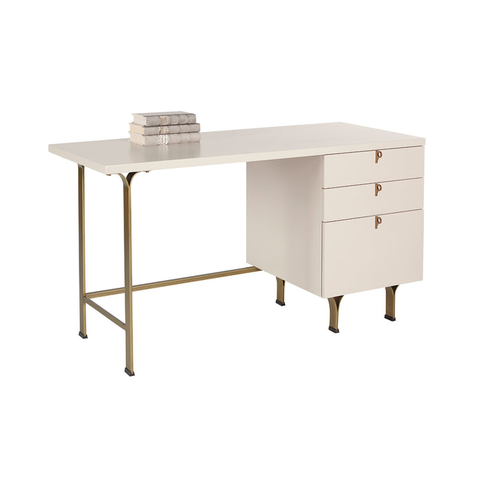 Sunpan Celine White Rubberwood Drawer Desk 