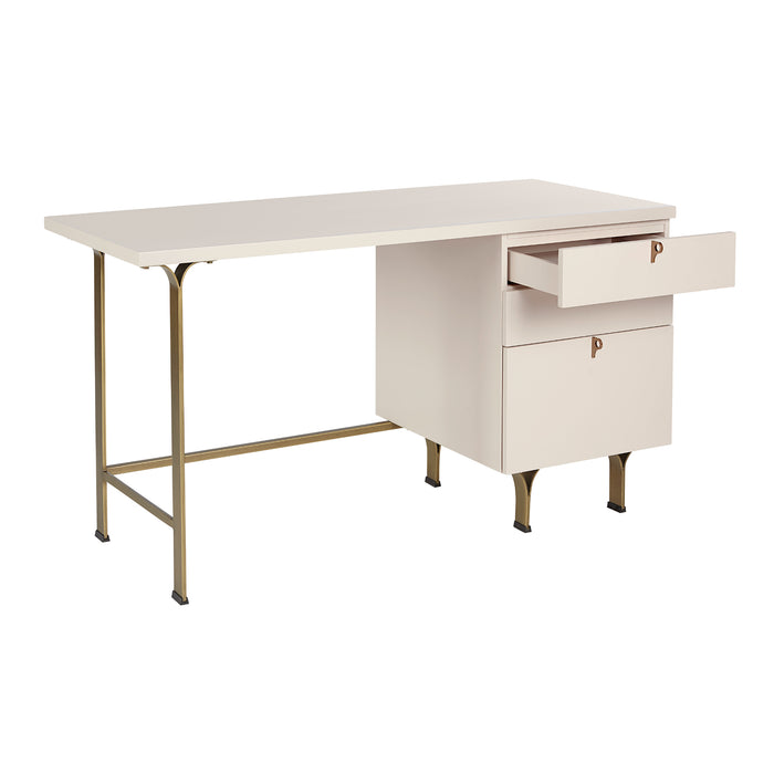 Sunpan Celine White Rubberwood Drawer Desk 