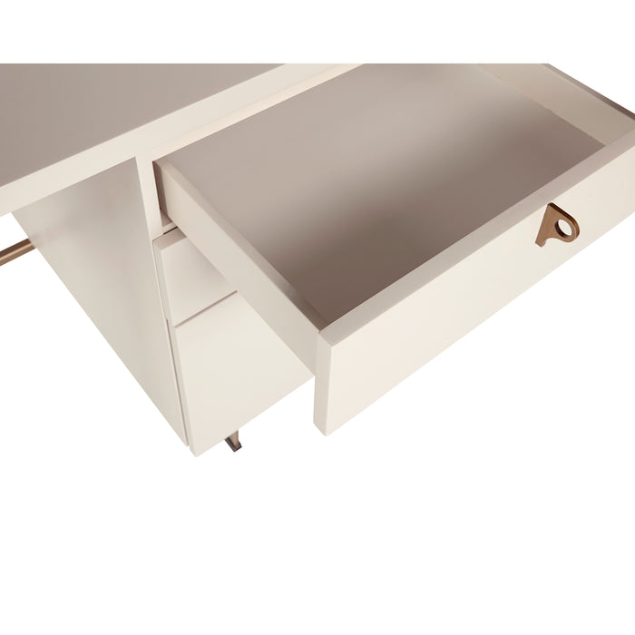 Sunpan Celine White Rubberwood Drawer Desk 