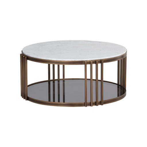 Sunpan Naxos Round White Marble Coffee Table