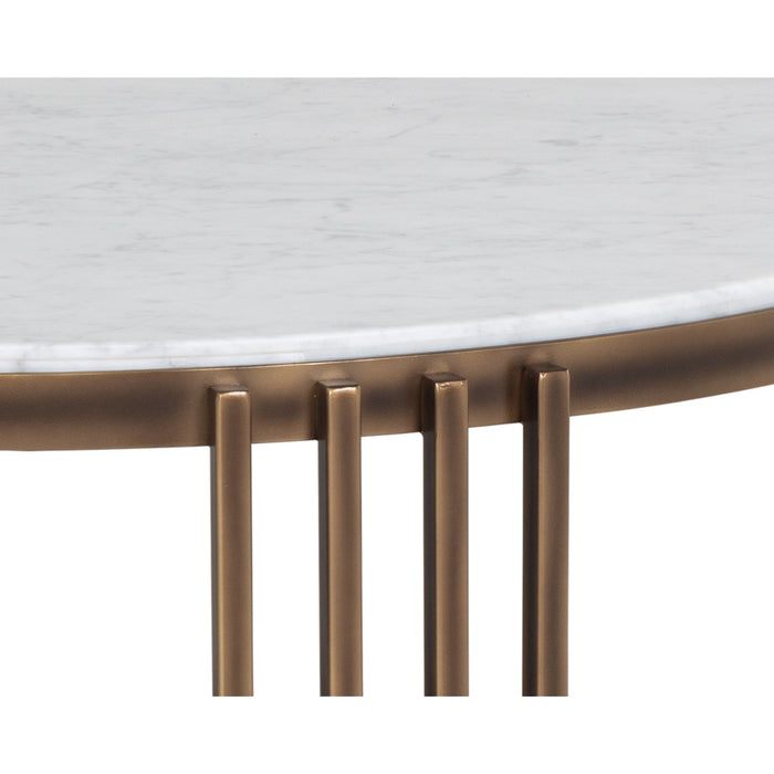 Sunpan Naxos Round White Marble Coffee Table