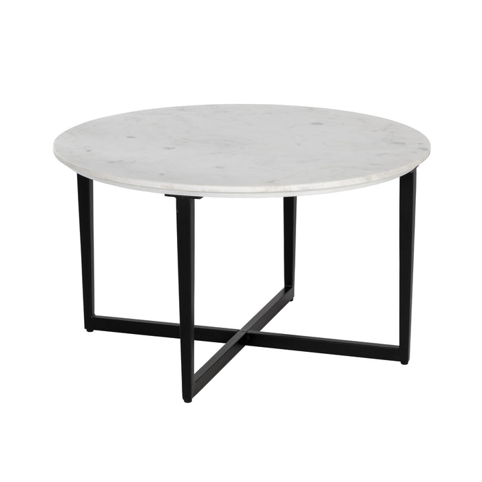 Sunpan Nayeli Round White Marble Top Coffee Table 