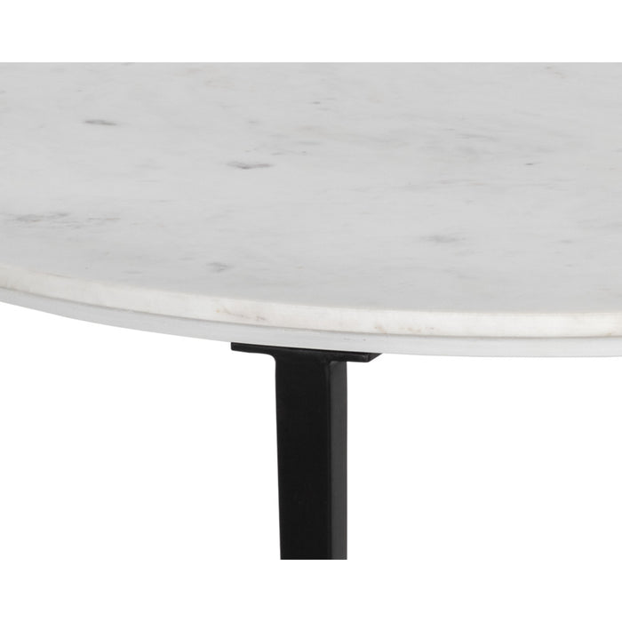 Sunpan Nayeli Round White Marble Top Coffee Table 