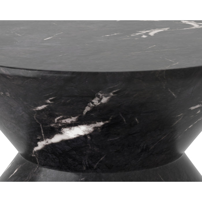 Sunpan Union Round Marble Look Concrete End Table