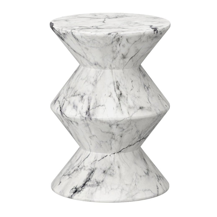 Sunpan Union Round Marble Look Concrete End Table