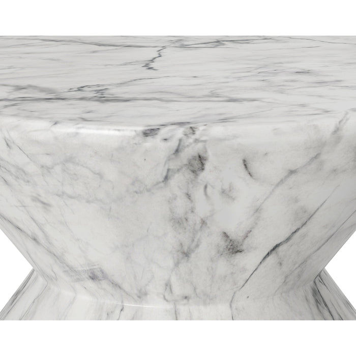 Sunpan Union Round Marble Look Concrete End Table