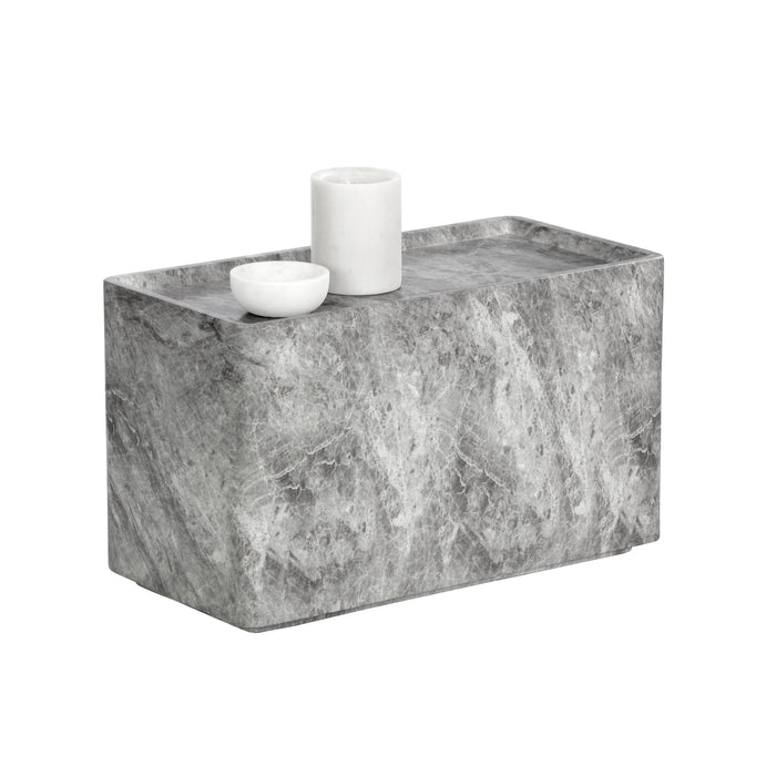 Sunpan Liza Rectangular Marble Look Concrete Side Table 