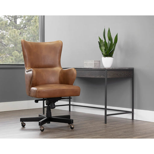 Sunpan Modern Hubert Chair and Marble Desk Office Set