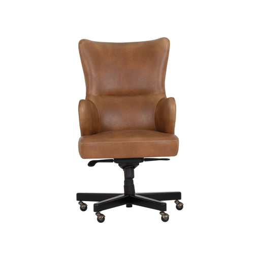 Sunpan Hubert Tobacco Tan Faux Leather Swivel Office Chair