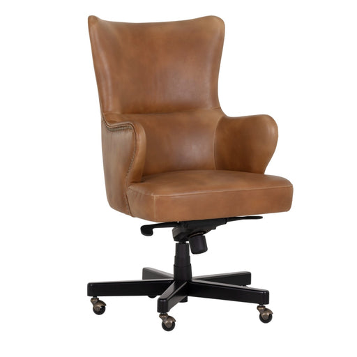 Sunpan Hubert Tobacco Tan Faux Leather Swivel Office Chair