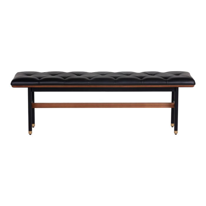 Sunpan Staten Black Tufted Faux Leather Bench 