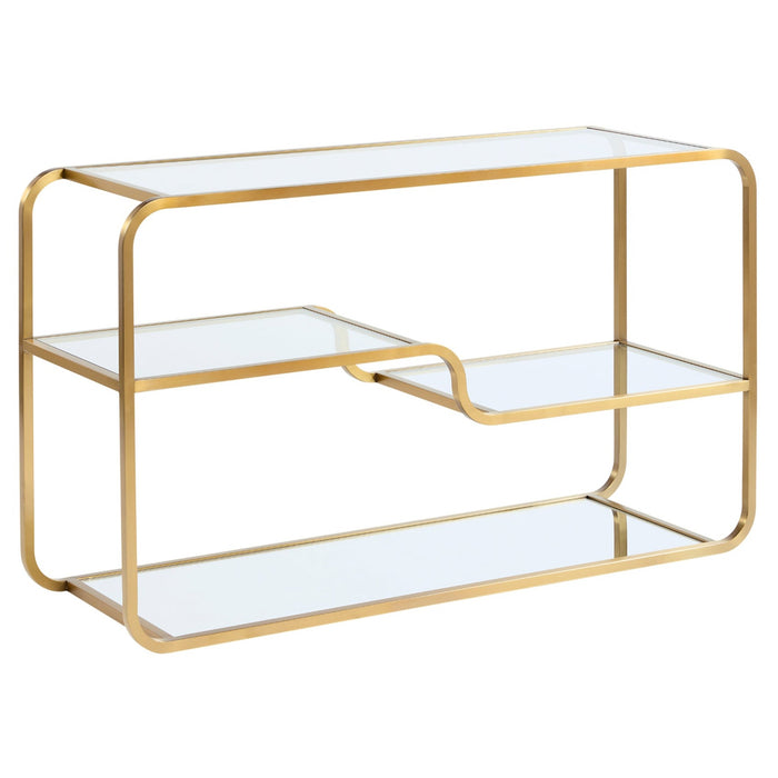 Sunpan Silvia Clear Tempered Glass Shelves Console Table 