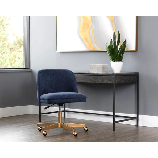 Sunpan Modern Black Marble Stamos Desk and Chair Office Set