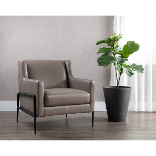 Sunpan Talula Alpine Grey Leather Lounge Chair