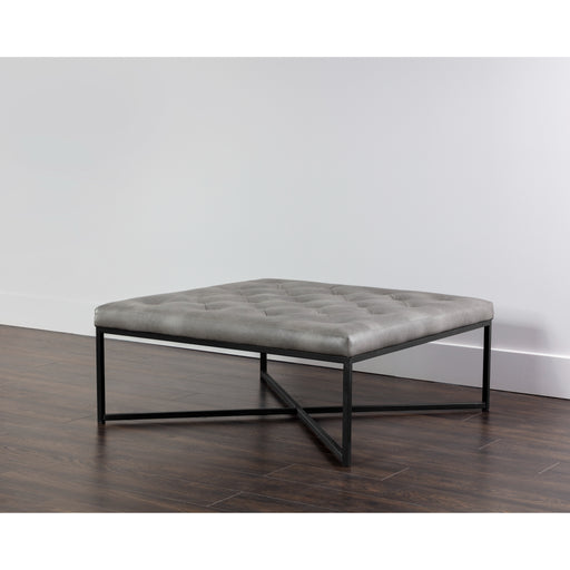 Sunpan Endall Square Tufted Faux Leather Ottoman