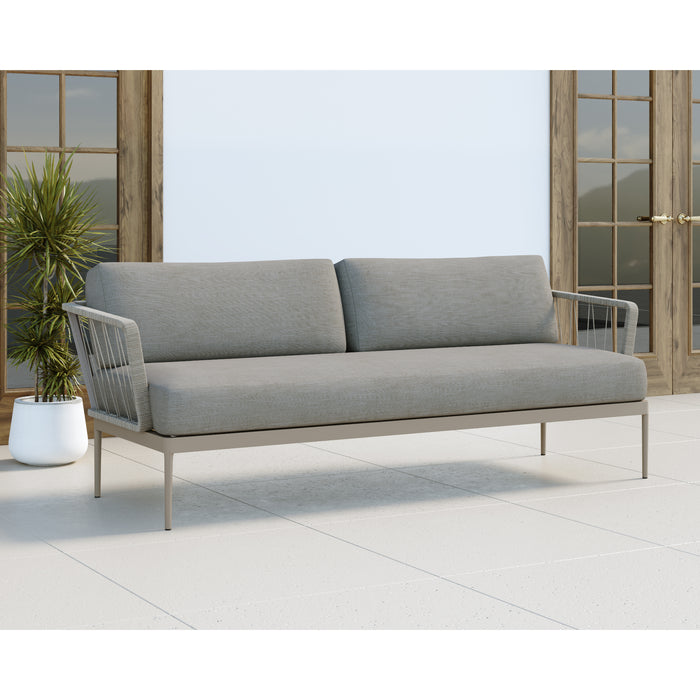 Sunpan Modern Grey Catania Fabric Sofa Aluminum Base