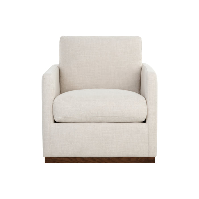 Sunpan Portman Leather And Fabric Swivel Lounge Chair