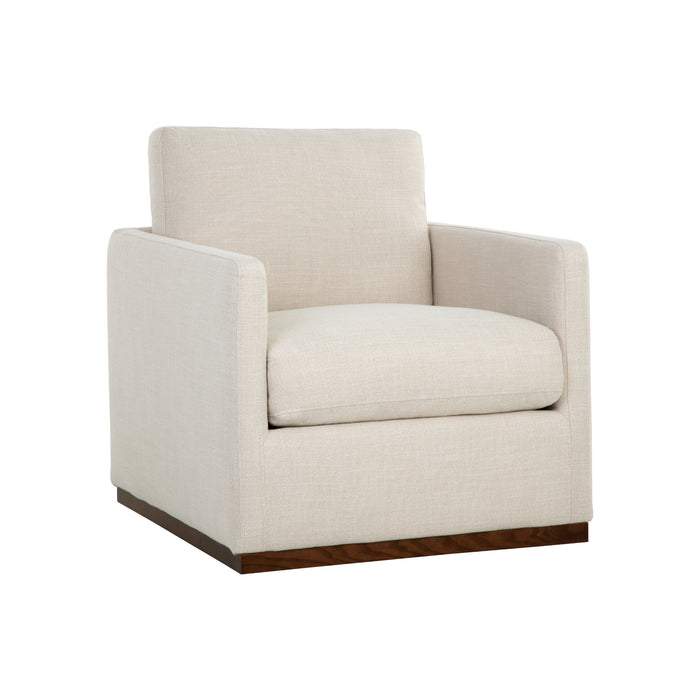 Sunpan Portman Leather And Fabric Swivel Lounge Chair