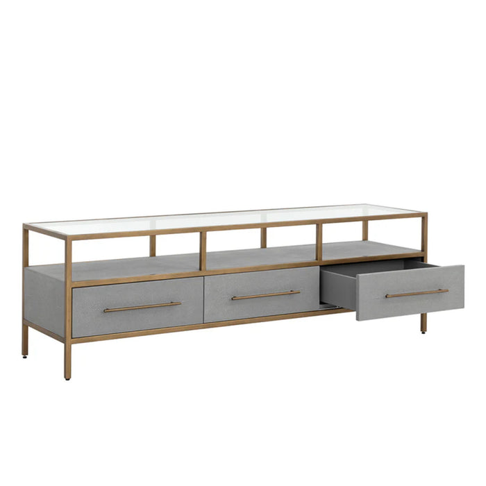 Sunpan Venice Grey Media Console And Cabinet 