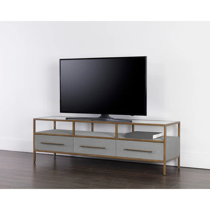 Sunpan Venice Grey Media Console And Cabinet 