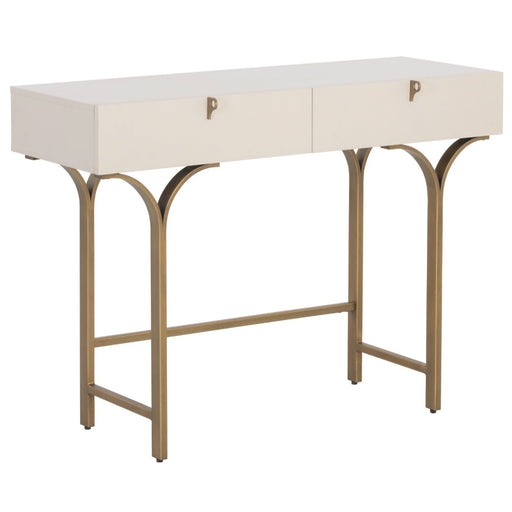 Sunpan Celine White Acacia Wood Top Drawer Console Table 