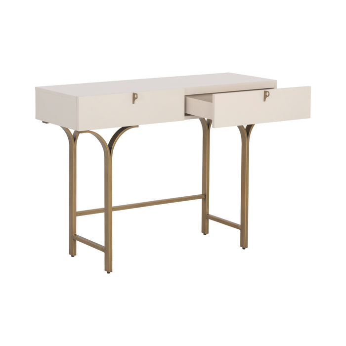 Sunpan Celine White Acacia Wood Top Drawer Console Table 