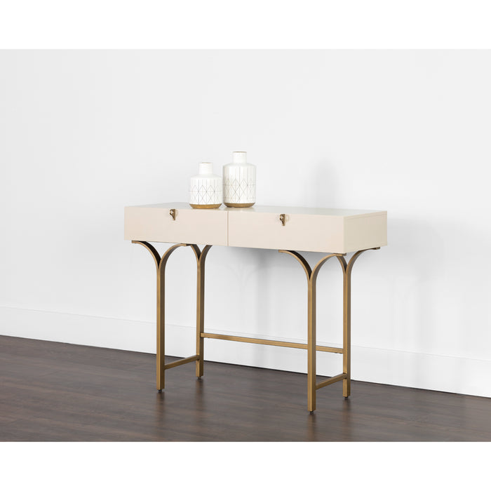 Sunpan Celine White Acacia Wood Top Drawer Console Table 