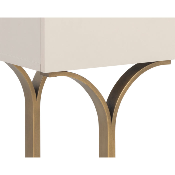 Sunpan Celine White Acacia Wood Top Drawer Console Table 