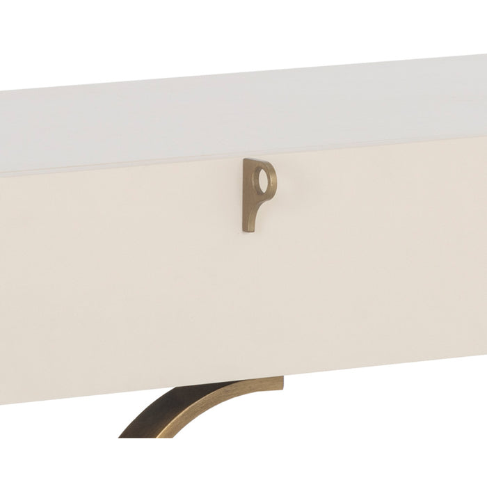 Sunpan Celine White Acacia Wood Top Drawer Console Table 