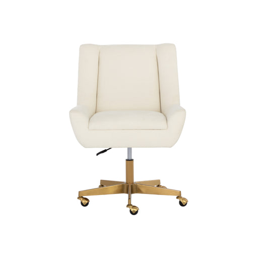 Sunpan Mirian White Fabric Adjustable Swivel Office Chair 