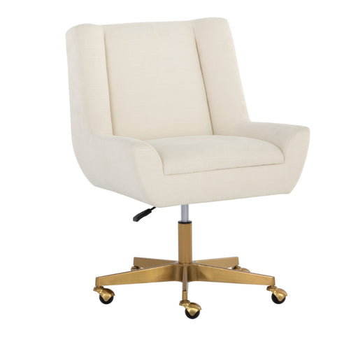 Sunpan Mirian White Fabric Adjustable Swivel Office Chair 