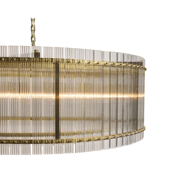 Sunpan Kore 60" Wide 36-Light Brass Clear Drum Chandelier