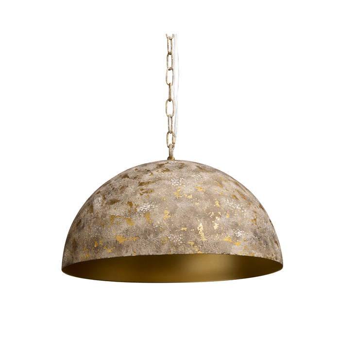 Sunpan Tara 19" 1-Light Antique Gold White Grey Dome Pendant