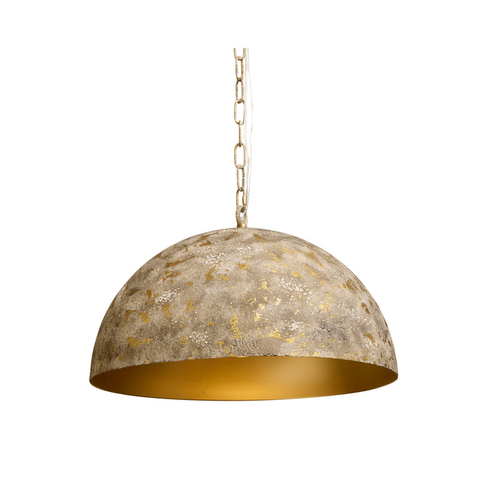 Sunpan Tara 19" 1-Light Antique Gold White Grey Dome Pendant