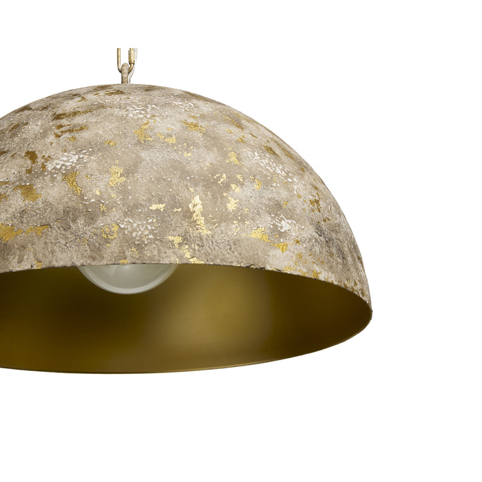 Sunpan Tara 19" 1-Light Antique Gold White Grey Dome Pendant