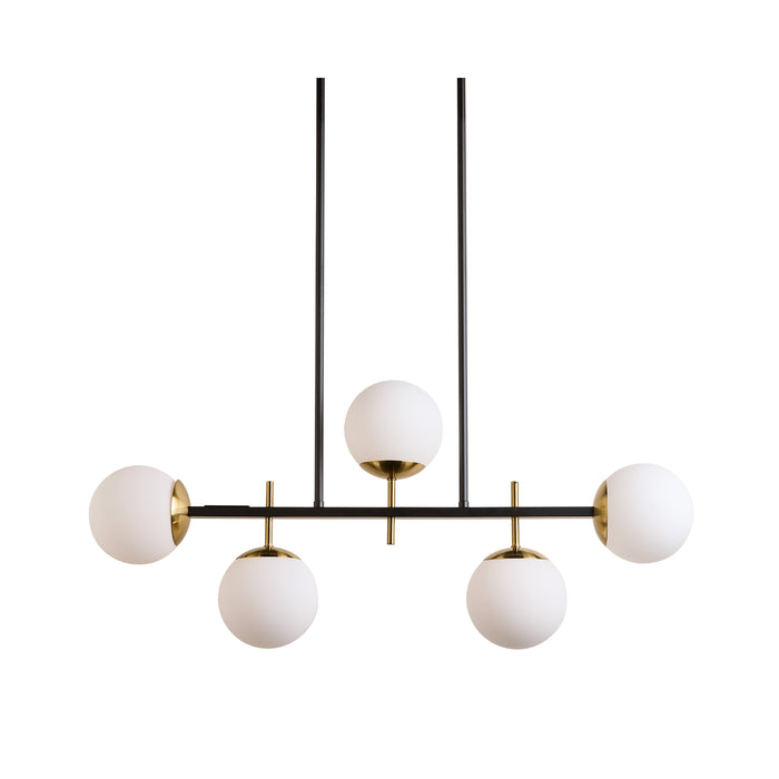 Sunpan Modern Keiley 36" Wide 5-Light Black Globe Chandelier