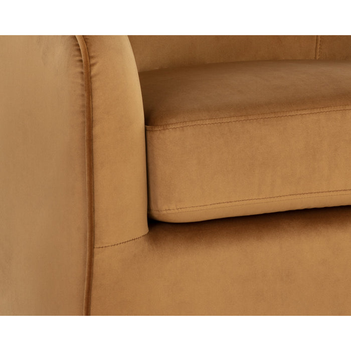 Sunpan Hazel Brown Fabric Modern Swivel Lounge Chair