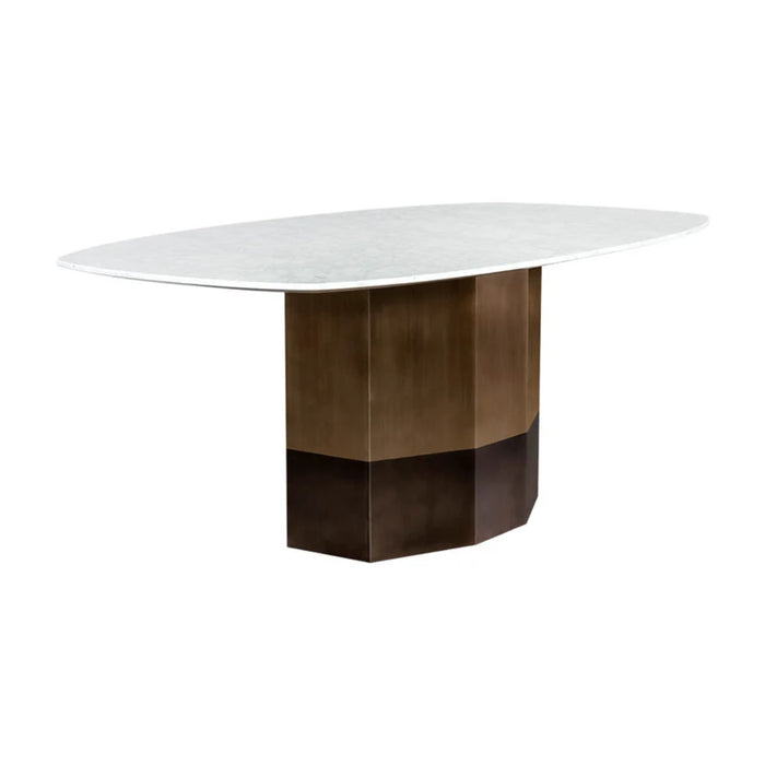 Sunpan Ainsley White Luxury Marble Top Dining Table Set